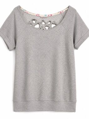 Roxy Women’s Heather Gray Short Sleeve Scoop Neck Top with Heart Cutout